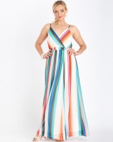 Contempo Striped Lace Up Maxi Dress Multi Photo