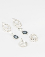 Queenspark Diamante Crystal And Drop Earrings Silver-tone Photo