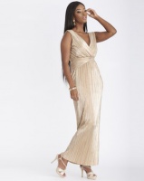 Contempo Crystal Pleat Glam Dress Gold Photo
