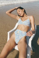Body - Highwaisted Cheeky Bikini Bottom - Retro floral blue shirred Photo