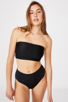 Body - Longline Bandeau Bikini Top - Black rib Photo