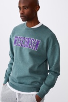 Factorie - Elite Oversized Crew - Washed teal/wisconsin Photo