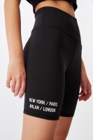 Factorie - High Waisted Printed Bike Short - Black/cities Photo