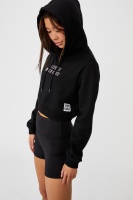 Factorie - Classic Crop Graphic Hoodie - Black/handle with care Photo