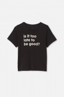 Free by Cotton On - Girls Classic Ss Tee - Black/is it too late to be good? Photo