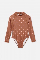 Free by Cotton On - Lindsay Long Sleeve One Piece - Amber brown/spots Photo