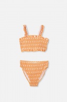 Free by Cotton On - Ines Shirred Bikini - Papaya/daisies Photo