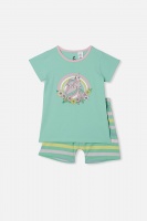 Cotton On Kids - Harpa Short Sleeve Pyjama Set - Floral unicorn mint breeze Photo