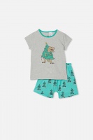 Cotton On Kids - Hudson Short Sleeve Pyjama Set - Tree rex summer grey marle Photo
