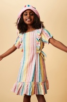 Cotton On Kids - Beattie Short Sleeve Dress - Rainbow stripe Photo
