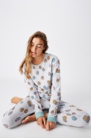 Cotton On Kids - Jo Long Sleeve Unisex PJ Set - Summer grey marle/easter egg multi Photo
