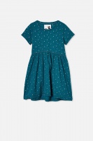 Cotton On Kids - Freya Short Sleeve Dress - Jade jewel/dabby spot Photo