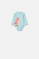 Cotton On Kids - Polly Long Sleeve Swimsuit - Dream blue/bella budgie Photo