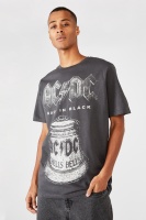 Cotton On Men - Tbar Collab Music T-Shirt - Lcn per faded slate/acdc-back in black Photo