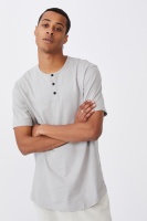 Cotton On Men - Longline Scoop Henley T-Shirt - Overcast grey Photo