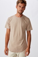 Cotton On Men - Longline Scoop Burnout T-Shirt - Gravel stone Photo