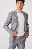Cotton On Men - Fashion Slim Stretch Suit Jacket - Grey check Photo