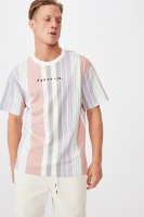 Cotton On Men - Downtown T-Shirt - Paradise dirty pink stripe Photo