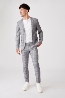 Cotton On Men - Fashion Slim Stretch Suit Pant - Grey check Photo