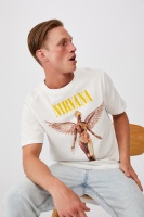Cotton On Men - Tbar Collab Music T-Shirt - Lcn ln vintage white/nirvana-in utero Photo
