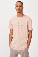 Cotton On Men - Longline Scoop T-Shirt - Dirty pink/ny/ny Photo