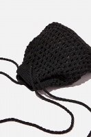 Rubi - Macrame Knit Bucket Bag - Black Photo