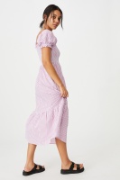 Cotton On Women - Woven Louise Shirred Maxi Dress - Bethany gingham magenta Photo