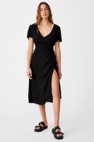 Cotton On Women - Woven Imogen Ruched Midi Dress - Black Photo