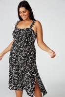 Cotton On Women - Curve Woven Melanie Midi Slip Dress - Millie black floral Photo