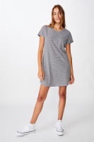 Cotton On Women - Tina Tshirt Dress 2 - Mini molly stripe raven white Photo