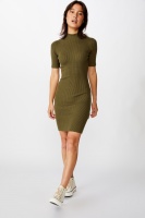 Cotton On Women - Tahlia True Knit Mini Dress - Dark olive Photo