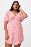 Cotton On Women - Curve Woven Miranda Mini Tea Dress - Alisa daisy musk pink Photo