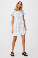 Cotton On Women - Tina Babydoll Tshirt Dress - White/powder blue tie dye Photo