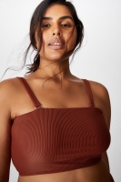 Cotton On Women - Curve Longline Bandeau Bikini Top - Rust rib Photo