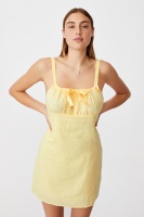 Cotton On Women - Woven Layla Tie Front Mini Dress - Lemon Photo
