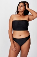 Cotton On Women - Curve High Side Brazilian Bikini Bottom - Black/white stripe rib Photo