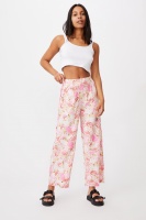 Cotton On Women - Wide Leg Paradise Pant - Jamie floral raspberry pink Photo