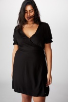 Cotton On Women - Curve Amy Woven Wrap Mini Dress - Black Photo