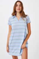 Cotton On Women - Tina Polo Tshirt Dress - Samara stripe poolside blue multi Photo