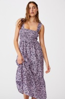 Cotton On Women - Woven Tess Shirred Strappy Midi Dress - Nicole ditsy frosty lilac Photo