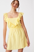 Cotton On Women - Woven Debby Ruffle Mini Dress - Lemon Photo