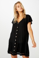 Cotton On Women - Woven Raakel Button Front Mini Dress - Black Photo