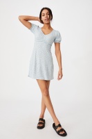 Cotton On Women - Brianna Ruched Front Mini Dress - Robyn ditsy pale blue Photo