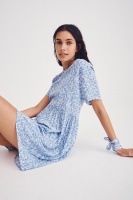 Cotton On Women - The Good Times Babydoll Mini Dress - Ellie ditsy vintage blue Photo