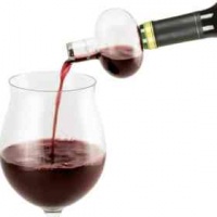 Final Touch Wine Aerator with Glass Stopper with Dark Wood Stand Photo