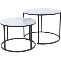 Trends International LLC Trends Two Metal Side Tables with MDF Melamine Top - White Photo