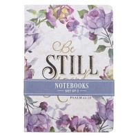 Christian Art Gifts Inc Be Still and Know Medium Notebook Set in Purple Florals - Psalm 46:10 Photo