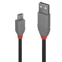 Lindy Anthra Line USB cable 2 m A Micro-USB B Black Grey 2.0 Type-A Type Micro-B 480Mbps Photo