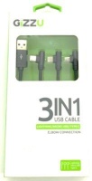 Gizzu 3-in-1 USB to Right-Angled Micro USB/Type-C/Lightning Cable Photo