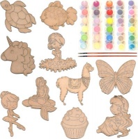 Just Kidding Around JKA Wood Art Craft Toy Girl Colourful Theme 10 Creations Kit Photo